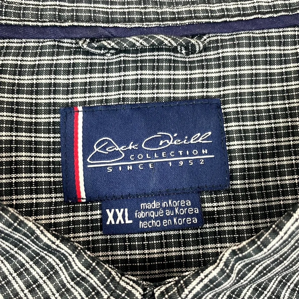 Jack O'Neill Casual Shirt Men 2XL Black Plaid Short Sleeve Classic Fit Button Up